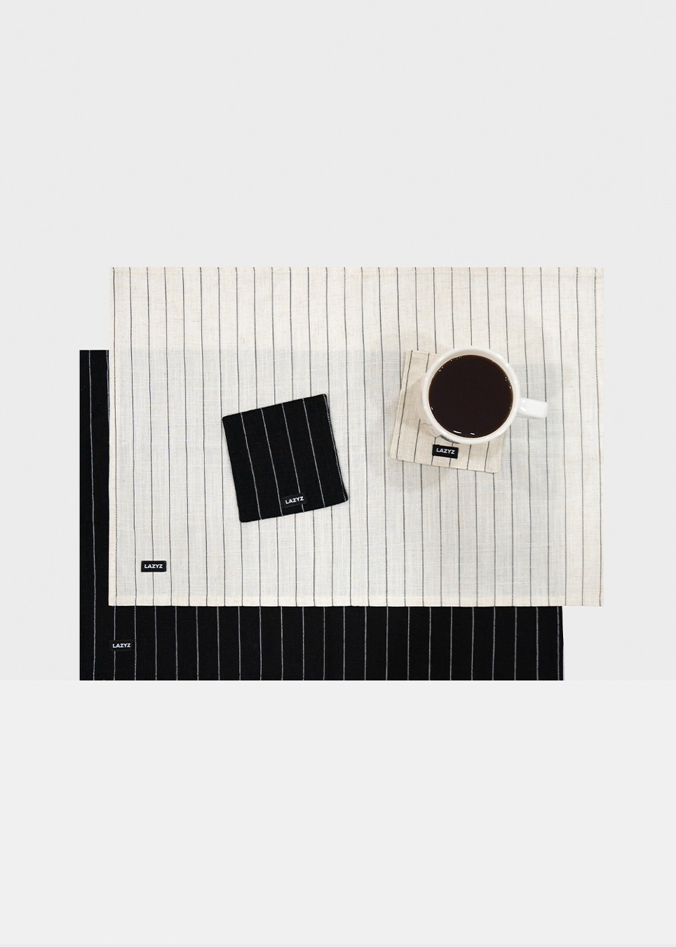 Linen Stripe Coaster + Table Mat Set