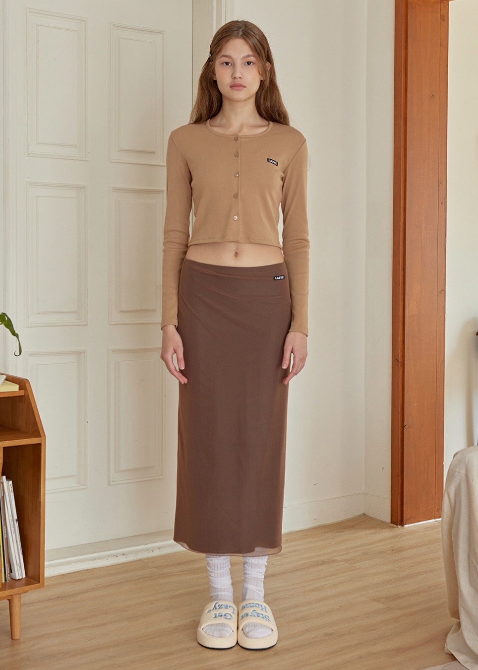 Label Mesh Long Skirt (3colors)