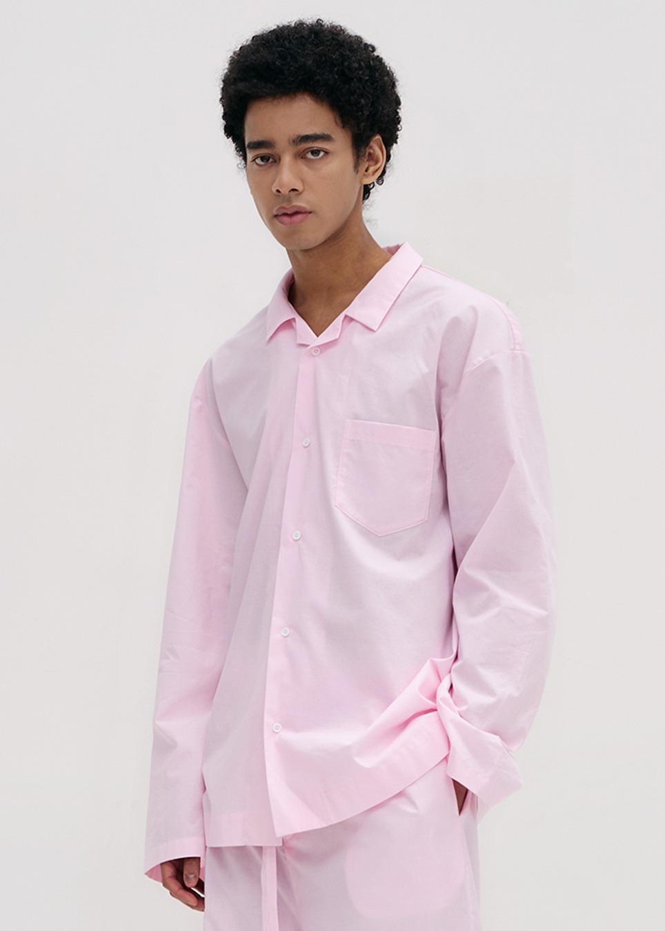 Stay Stripe Pajamas Long Sleeve Shirt - Raw Pink